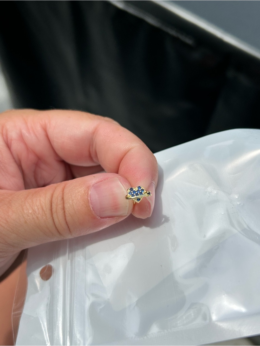 Gold-Tone Blue Flower Stud nose ring - body Jewelry